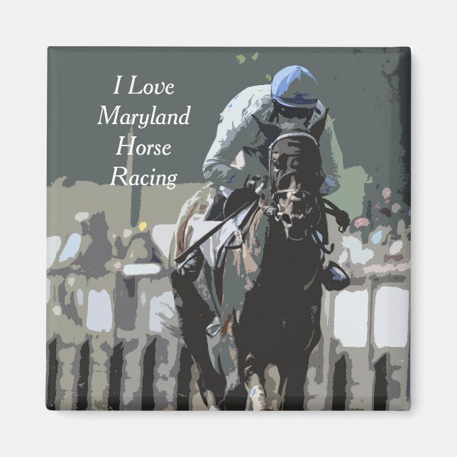 Racehorse med jockey i Blue Solid Magnet (Framsidan)