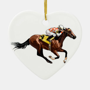 Racehorse och Jockey Julgransprydnad Keramik