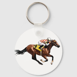 Racehorse och Jockey Nyckelring