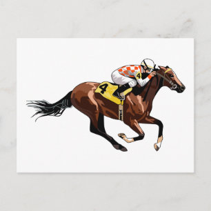 Racehorse och Jockey Vykort