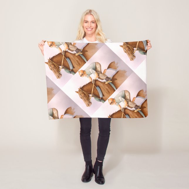 RaceHorse och JockeyWaterColor Fleecefilt (På plats)