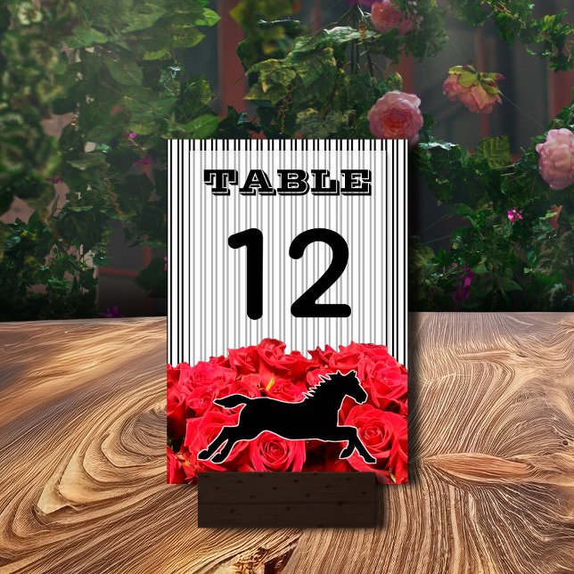 Racehorse och Ro Derby Party Bordsnummer (Racehorse and Roses Derby Party Table Number Cards 3.5" x 5" - ultra thick cards or semi-gloss)
