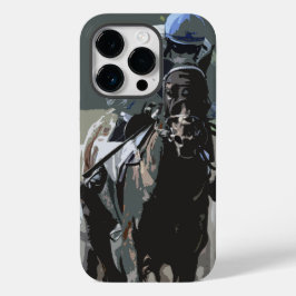 Racehorse with jockey in Blue Cell Phone Case