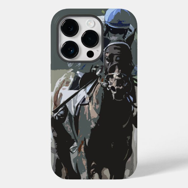 Racehorse with jockey in Blue Cell Phone Case (Baksida)