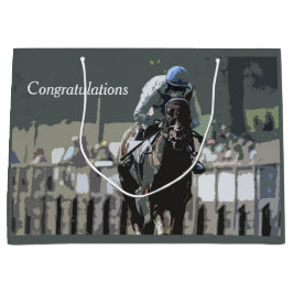 Racehorse with jockey in Blue Gift Bag