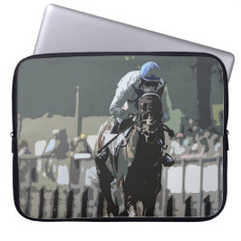 Racehorse with jockey in Blue Laptop sleeve