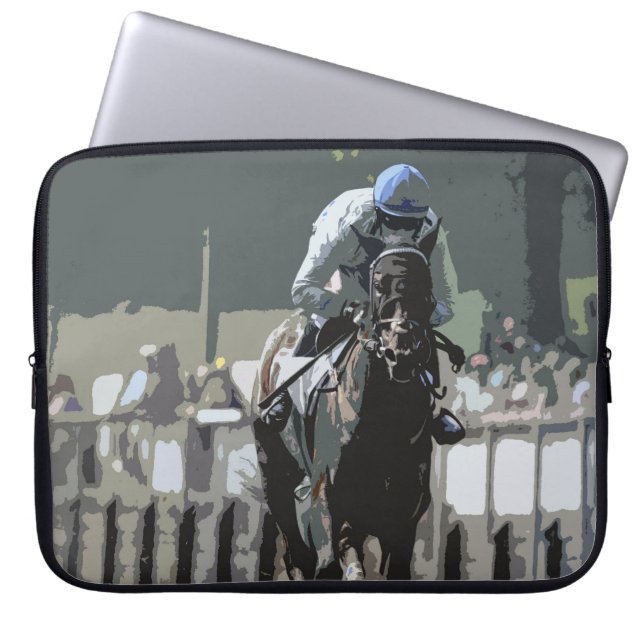 Racehorse with jockey in Blue Laptop sleeve (Framsidan)