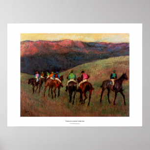 Racehorses i en konst för landskapjockeyshäst poster
