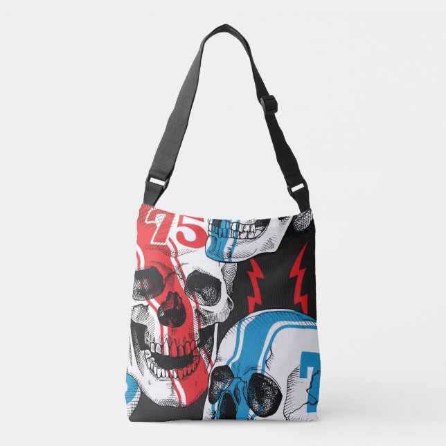 Racer Skull: Vintage Seamless Rebeljon. Axelväska (Framsida)