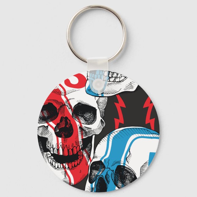 Racer Skull: Vintage Seamless Rebeljon. Nyckelring (Framsida)