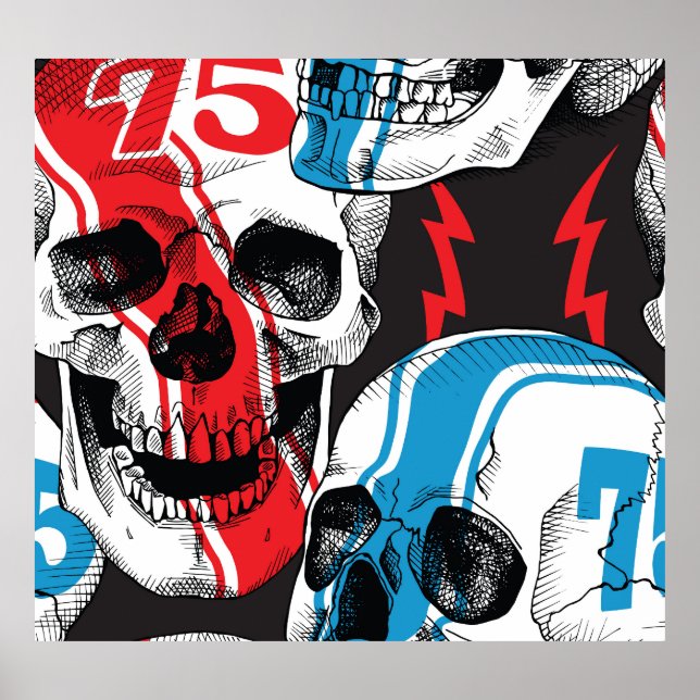 Racer Skull: Vintage Seamless Rebeljon. Poster (Framsidan)