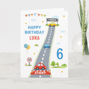 Racerbarn Racetrack Glad 6-årsdag Kort