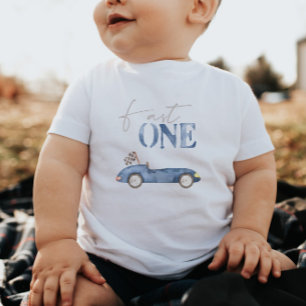 Racerbilar Navyblå "Fast One" Födelsedag T-shirt
