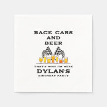 Racerbilar & Öl Rutig Flagga Raceday Födelsedag