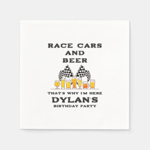Racerbilar & Öl Rutig Flagga Raceday Födelsedag Pappersservett