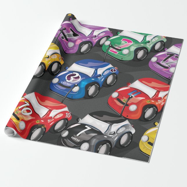 Racerbilar Road Race Presentpapper (Utrullad)