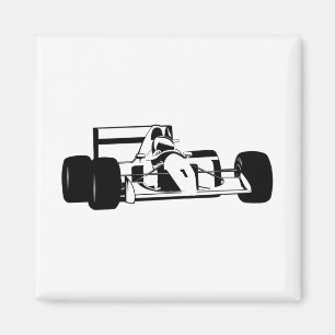 Racerbils silhuett svart och vit magnet