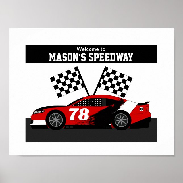 Racerbilsnamn och Nummer Poster (Framsidan)
