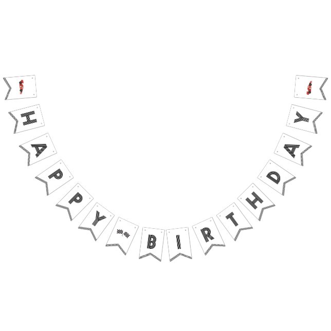 Racerkbil Lycklig Födelsedag Banner Vimplar (Alla)