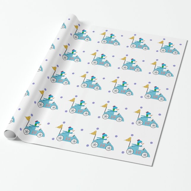 Racerköraren Snömannen Presentpapper (Utrullad)