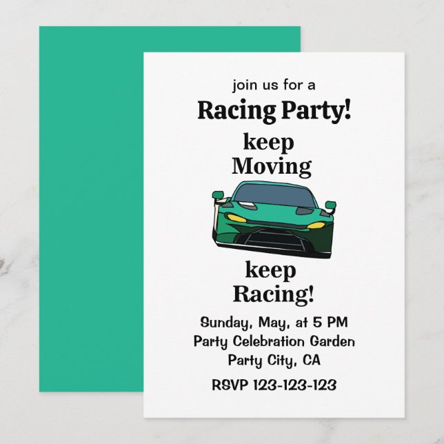 Racerkörning Racerbilsfest Inbjudningar (Fram/baksida)