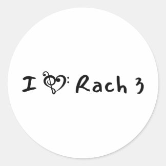 Rach 3 Minimalistisk Svart Text Klassisk Musik Runt Klistermärke