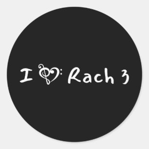 Rach 3 Minimalistisk Vit Text Klassisk Musik Runt Klistermärke