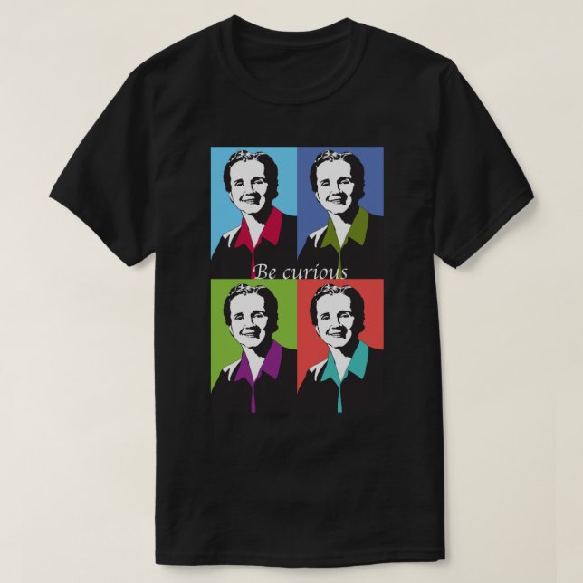 Rachel Carson- nyfiken Sticker T Shirt (Design framsida)