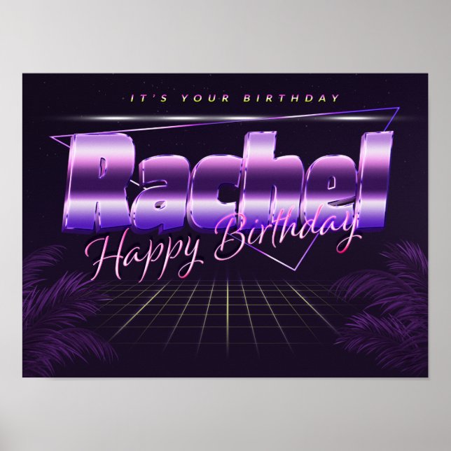 Rachel Namn Vorname lila retro Poster Geburtstag (Framsidan)
