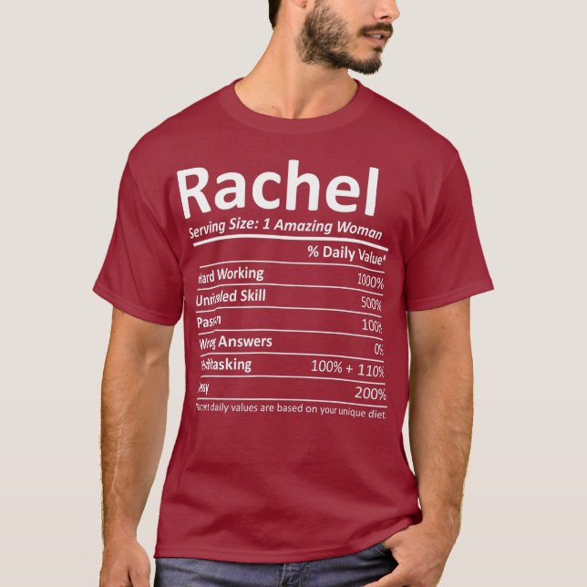 RACHEL Nutrition Personlig Namn Funny Gift T Shirt (Framsida)