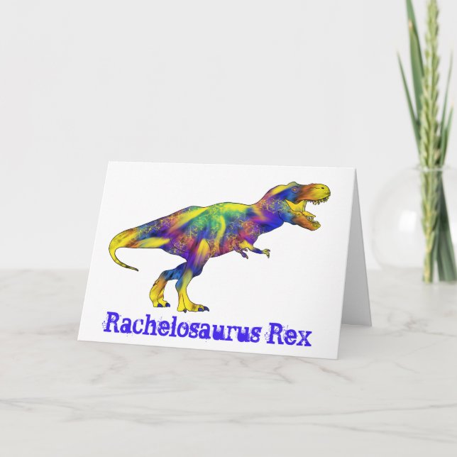 Rachel osaurus Funny Running T Rex Dinosaur Art Helgkort (Framsida)