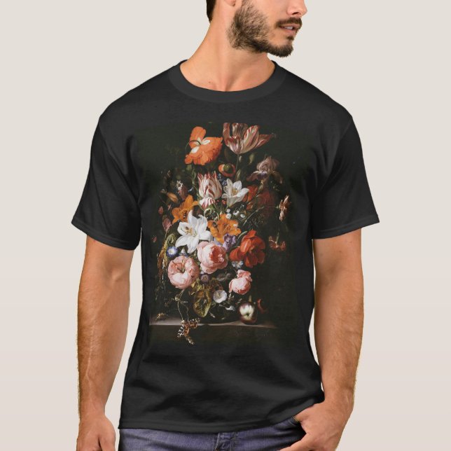 Rachel Ruysch - blommor i en Glass vas T Shirt (Framsida)