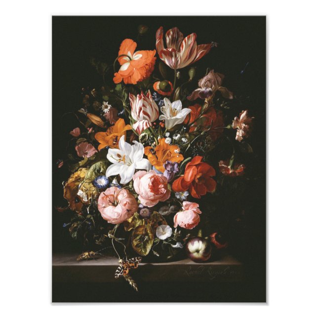 Rachel Ruysch - Blommor i ett glas Vas Fototryck (Framsidan)