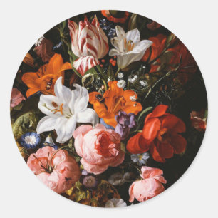 Rachel Ruysch - Blommor i ett glas Vas Runt Klistermärke