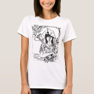 Rachel som är lycklig och gåsen tee shirt