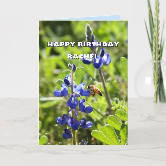 Rachel Texas Bluebonnet Grattis på födelsedagen Kort (Framsida)