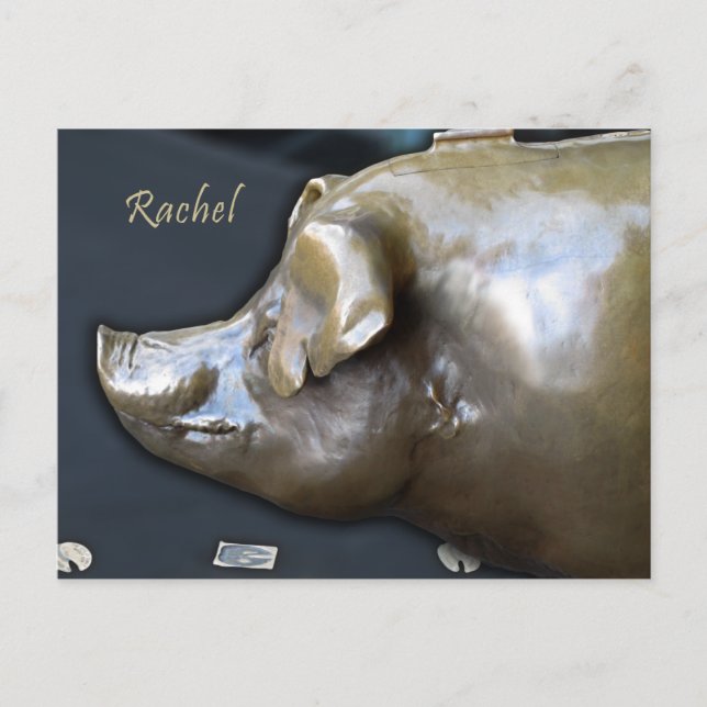 RACHEL THE PIGGY BANK Postcard Vykort (Framsida)