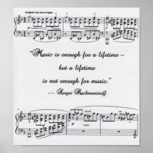Rachmaninoff-citat med musikaliska noteringar post poster