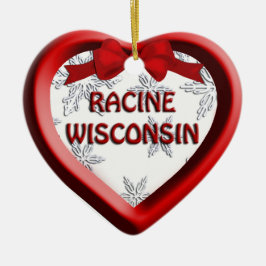 Racine Wisconsin Heart jul Ornament