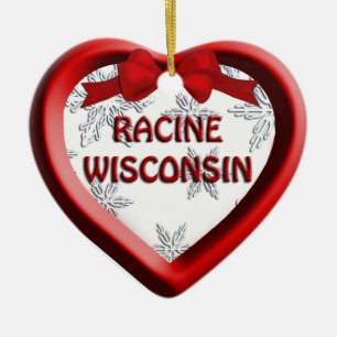 Racine Wisconsin Heart jul Ornament