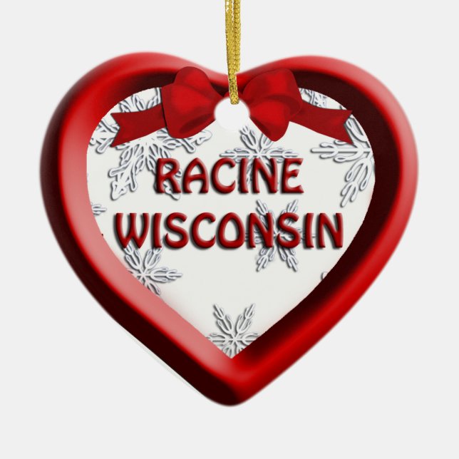 Racine Wisconsin Heart jul Ornament (Framsidan)