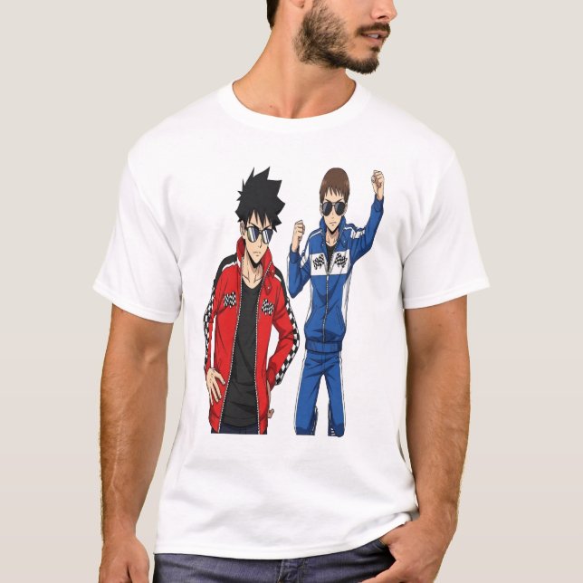 Racing Anime Style T-Shirt - Cool Streetwear  (Framsida)