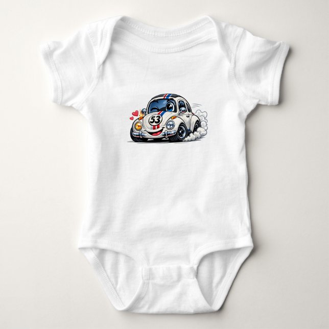 Racing Beetle Baby Body T Shirt (Framsida)