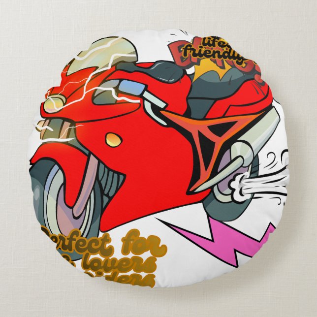  Racing Bike Art Speed Rund Kudde (Framsidan)