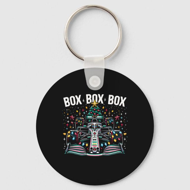 Racing Bil Box Box Box Radio Ringa Kul Julgran Nyckelring (Framsida)