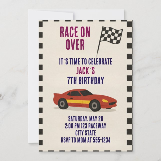 Racing Birthday  Inbjudningar (Framsida)
