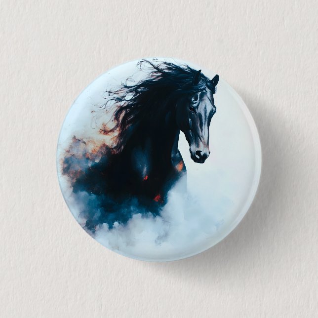 Racing Black Horse Portrait Minimalist Knapp (Framsida)