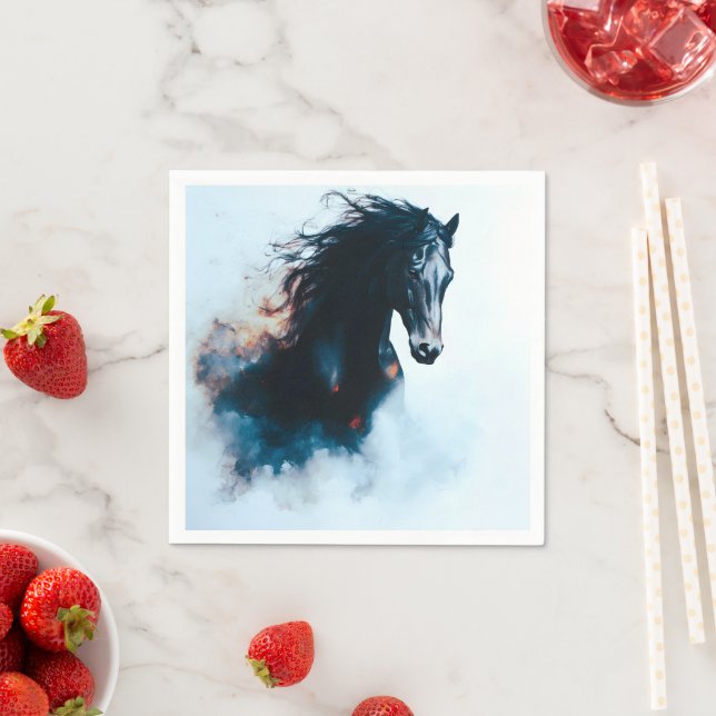  Racing Black Horse Portrait Minimalist Pappersservett (Insitu)