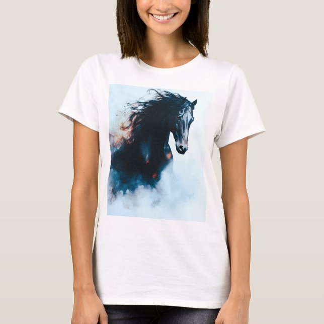  Racing Black Horse Portrait Minimalist T Shirt (Framsida)