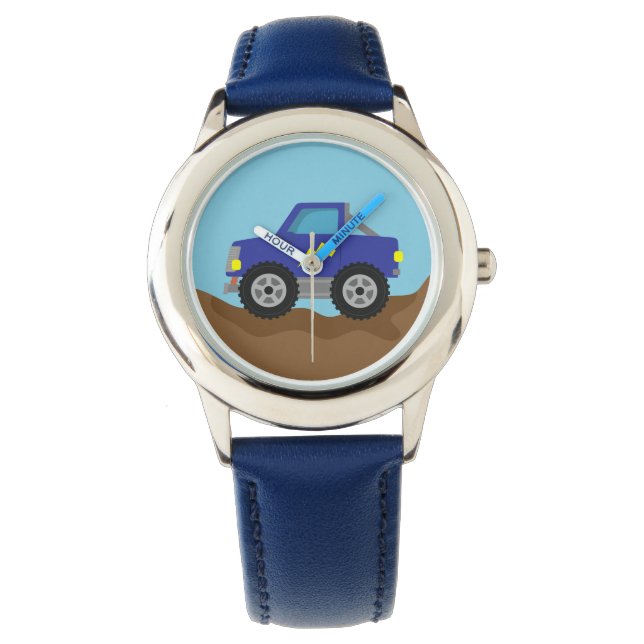 Racing Blue Monster Truck, för pojkar Armbandsur (Framsida)